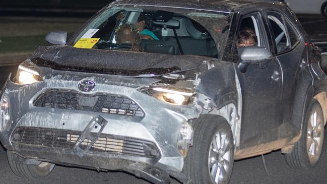 The youths about to abandon the stolen SUV. Picture: Liam Mendes