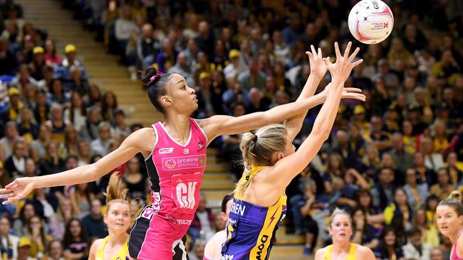 Thunderbirds’ import Shamera Sterling in action against Sunshine Coast Lightning last year. Picture: Bradley Kanaris/Getty Images