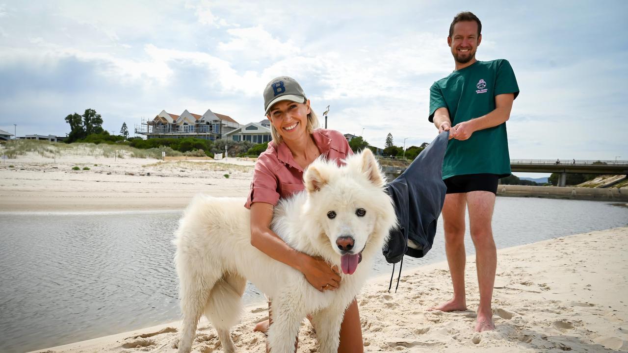 Local business owner Henri Jenssen saved Rebecca Morse's beloved rescue dog 'Wolfie' from drowning. Picture: Supplied