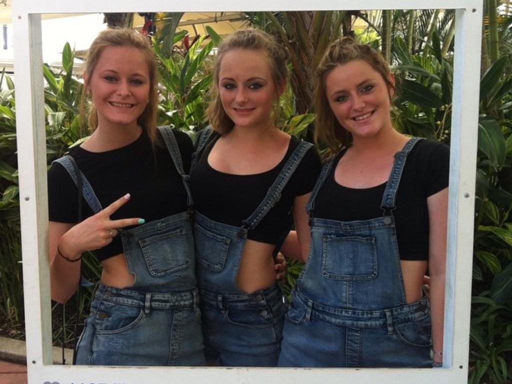 Eden Westbrook, centre, with her sisters Hunter, left, and Justine, right. Picture: Supplied