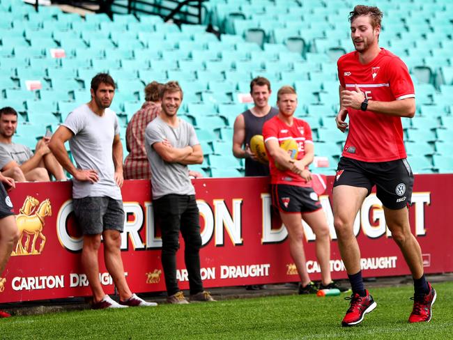 Sydney Swans player Alex Johnson has his first run in 906 days. Picture: Gregg Porteous