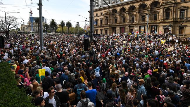 Spring St was blocked. Picture: AAP