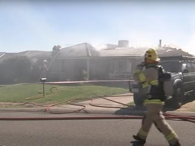 A southern suburbs family home in Adelaide was gutted after a fire broke out due to a faulty solar panel switch. Picture: 7NEWS