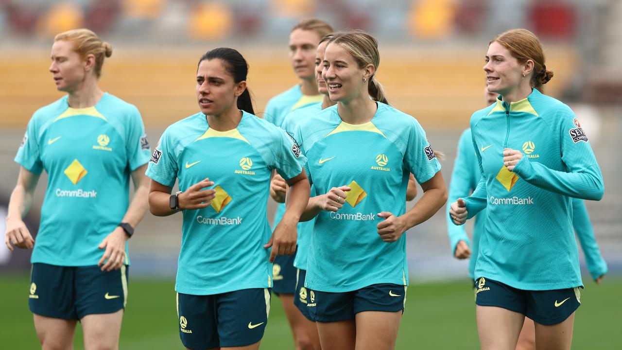 The Matildas travelled to the Queensland Sport and Athletics Centre, their base camp for the tournament, on Saturday. Picture: Chris Hyde/Getty Images