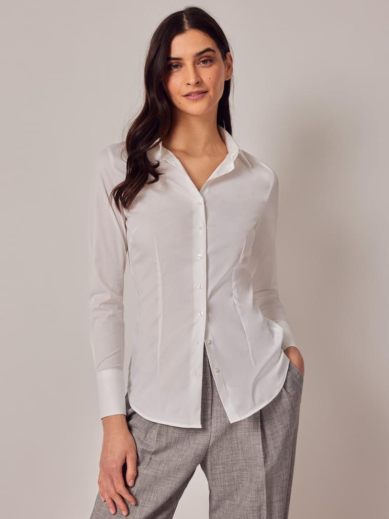 Fitted white clearance button up shirt