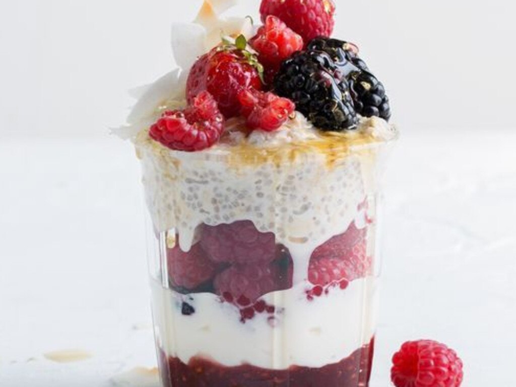 Berry overnight oats.