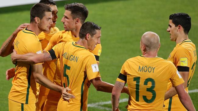 Tomi Juric of Australia celebrates after scoring a goal.