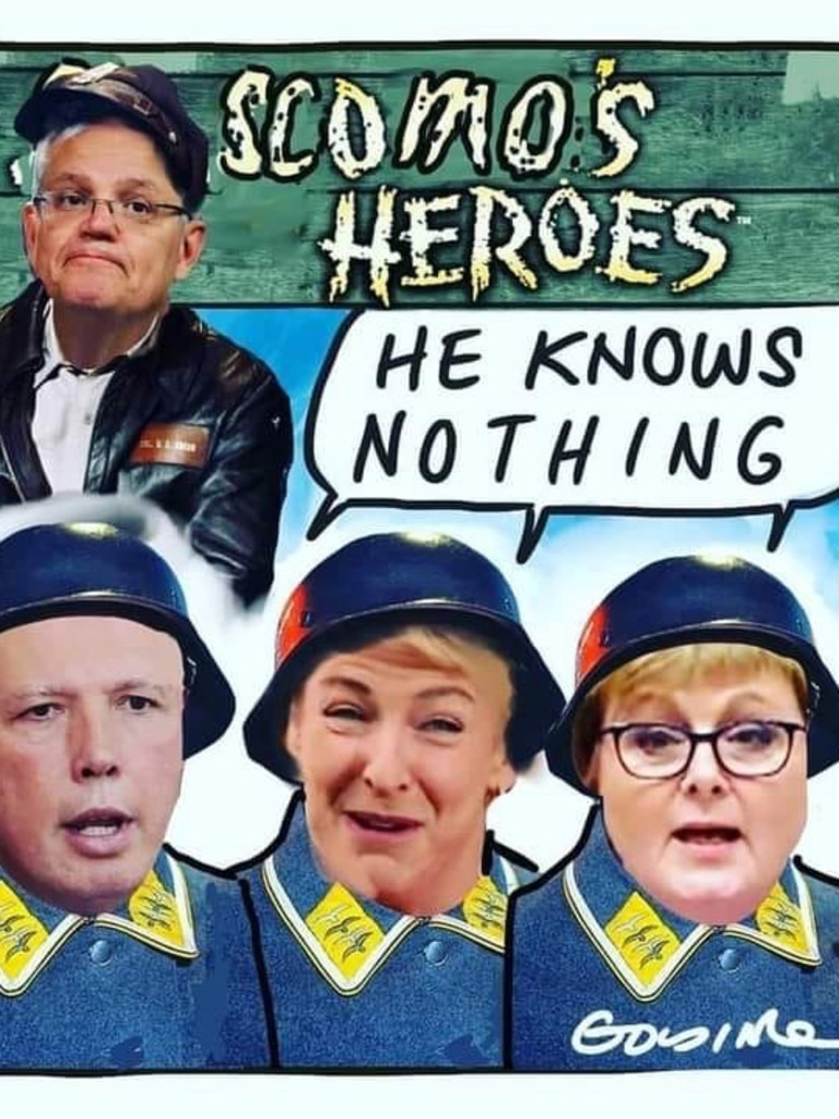 Peter Dutton, Michaelia Cash and Linda Reynolds depicted alongside the PM on the Facebook page.