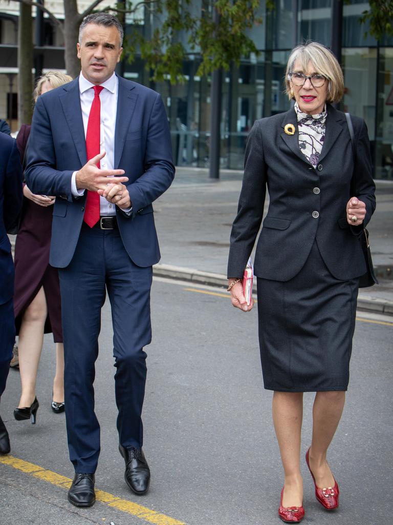 Premier Peter Malinauskas, and Adelaide Lord Mayor Jane Lomax-Smith. Picture: NCA NewsWire/Emma Brasier