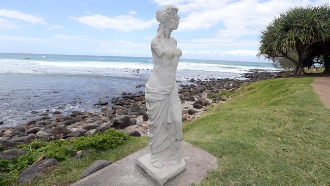 A statue of a woman has appeared on Burleigh Hill. Picture: Richard Gosling