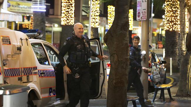 Police on patrol in Surfers Paradise. Picture Glenn Hampson