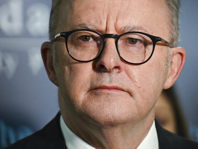 Anthony Albanese’s recent comments are hypocritical considering he demanded an Aboriginal-only Voice. Picture: NewsWire / Martin Ollman