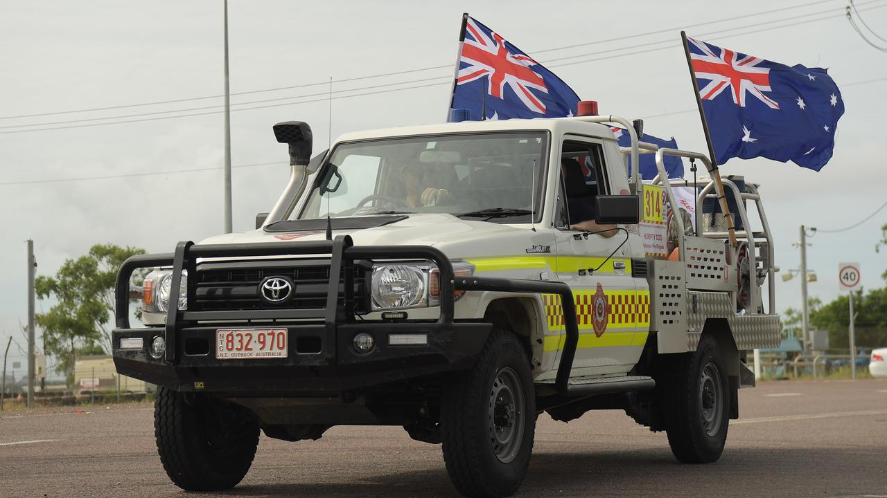 Getting patriotic at the Variety NT Ute Run in Hidden Valley. Picture: (A)manda Parkinson