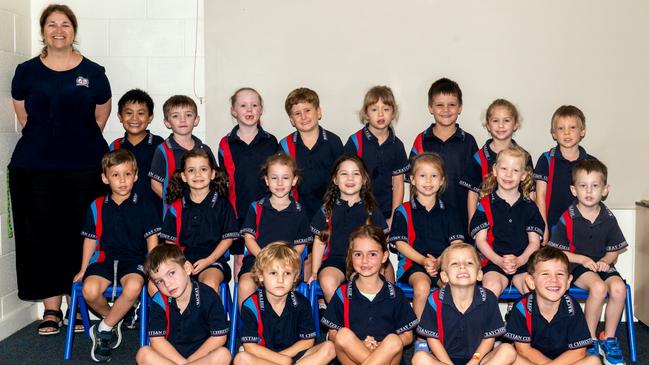 Mackay Christian College Prep A Back row: Danel, Finn, Oaklyn, Joey, Johaney, Juwan, Alice, William Middle row: Riley, Sofia, Harper, Chelsea, Adelyn, Hazel, Koby Front row: Elijah, Tom, Scarlett, Koenrad, Hudson Teacher: Mrs Adele Lotz Picture: Michaela Harlow.