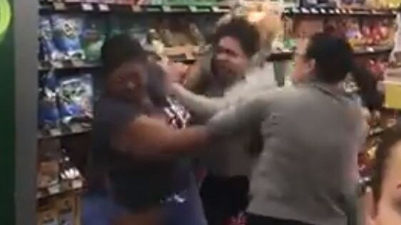 Shoppers fight over toilet rolls in Woolworths Chullora. Picture Twitter