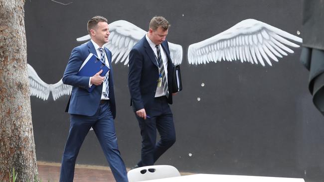 Bullet holes in the wall beside Sweet Lulus cafe in Keilor. Picture: NCA NewsWire / David Crosling