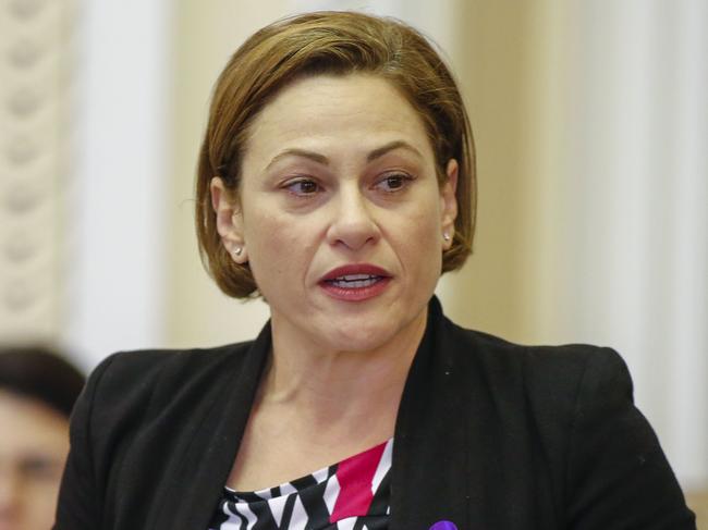 Jackie Trad speaking in parliament, Brisbane, Thursday, October 26, 2017. (AAP Image/Glenn Hunt) NO ARCHIVING