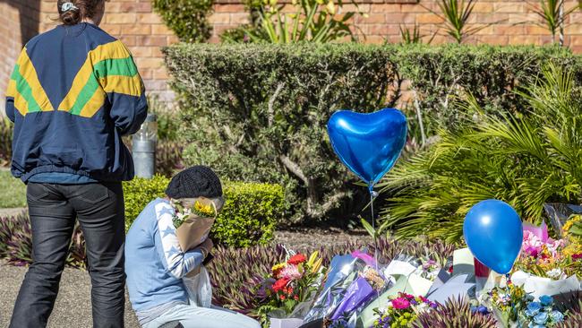 Flowers at Deception Bay Police Station for Senior Constable David Masters. Picture: Richard Walker