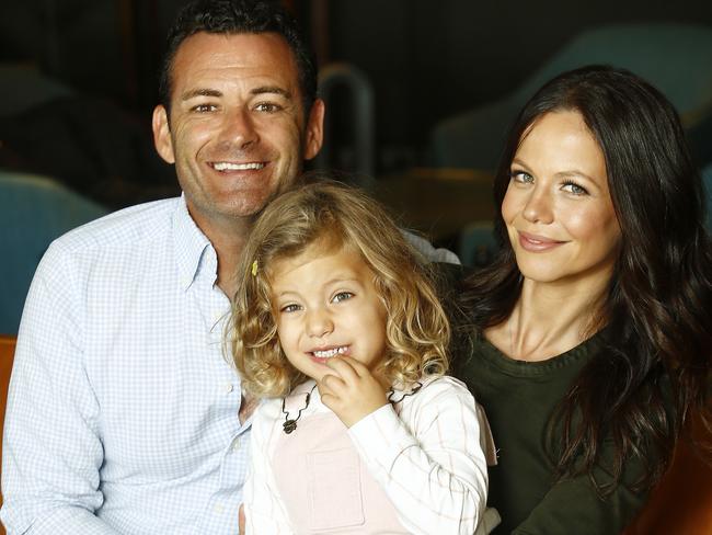 Tammin Sursok with her daughter Phoenix and her husband Sean McEwan. Picture: John Appleyard