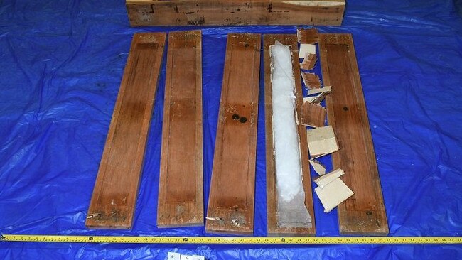 Two Sydney men faced court for allegedly importing 63 kilograms of methamphetamine hidden inside shipping pallets from Malaysia, with an estimated street value of $18.9 million. A 36-year-old Bexley man and a 27-year-old Merrylands man were arrested in April 2021. Picture: AFP