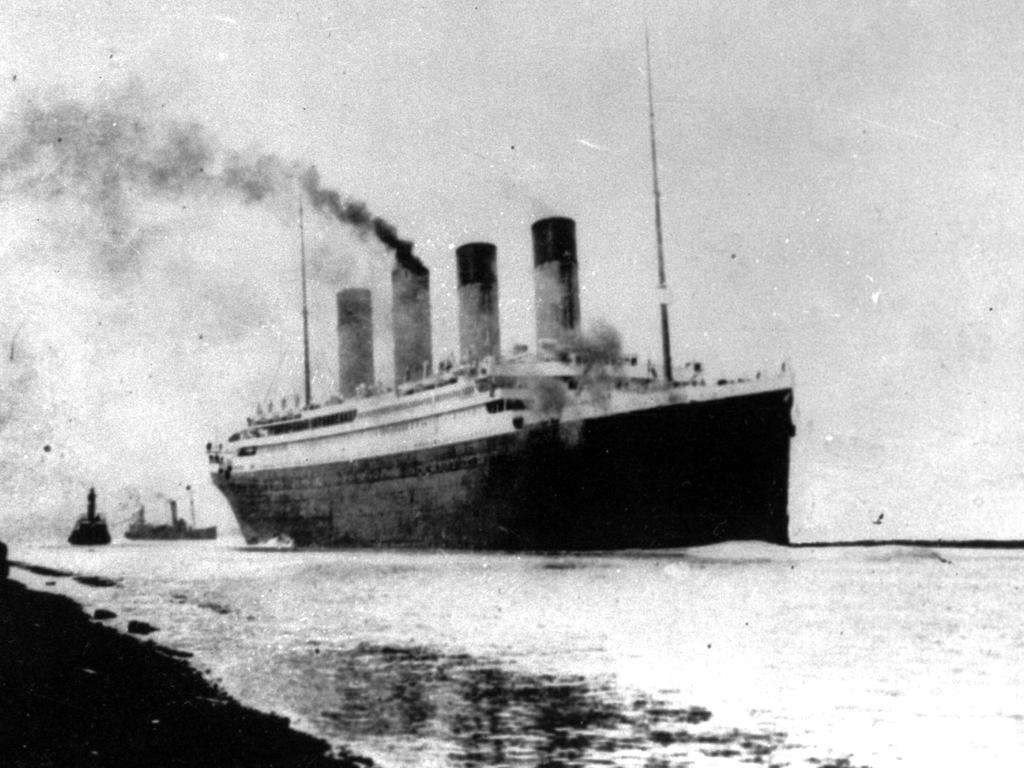 The Titanic departs Southampton, England, for her maiden Atlantic Ocean voyage to New York on April 10 1912. Five days later The luxury passenger liner sank south of Newfoundland, Canada, after striking an iceberg, killing more than 1500 people. Picture: File