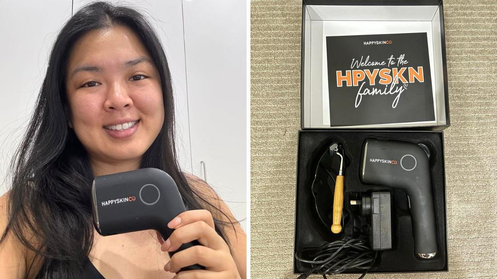 Melody Teh, news.com.au checkout Deputy Editor, was very happy with the results of the HappySkin Diamond IPL Hair Removal Handset.  Picture: Supplied/Melody Teh