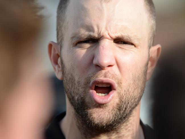 MPNFL Div 1: Mt Eliza v Frankston Bombers at Emil Madsen Reserve. Frankston Bombers coach Beau Muston. Picture:AAP/ Chris Eastman