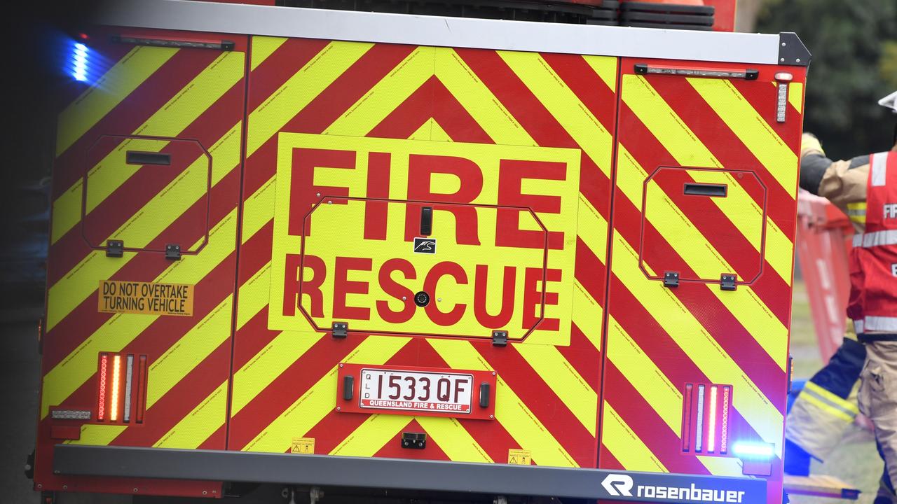 Mackay fireys attend a house fire in Rural View. Picture: Kevin Farmer