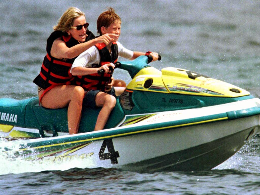 Diana rode a jet ski with Prince Harry while holidaying in St Tropez. Picture: Supplied.