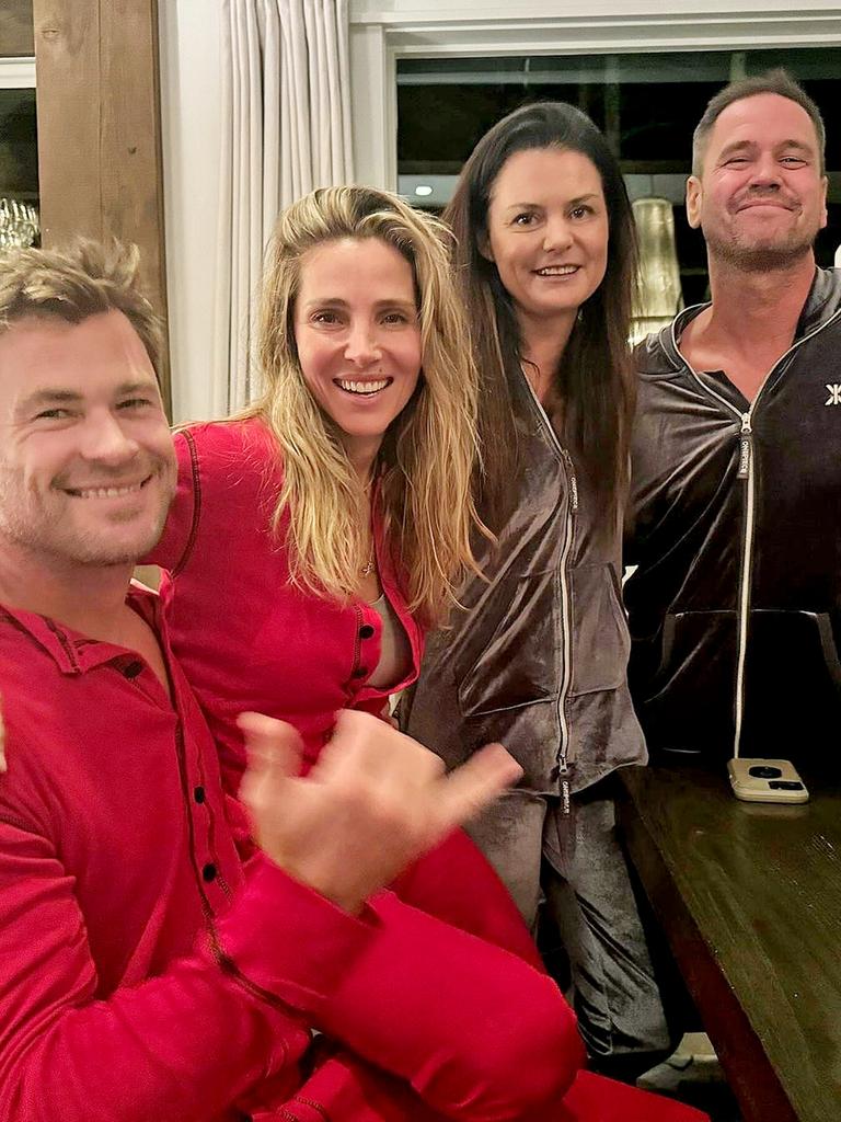 Chris Hemsworth, Elsa Pataky, April Munro and Luke Munro in Montana. Source: Instagram.