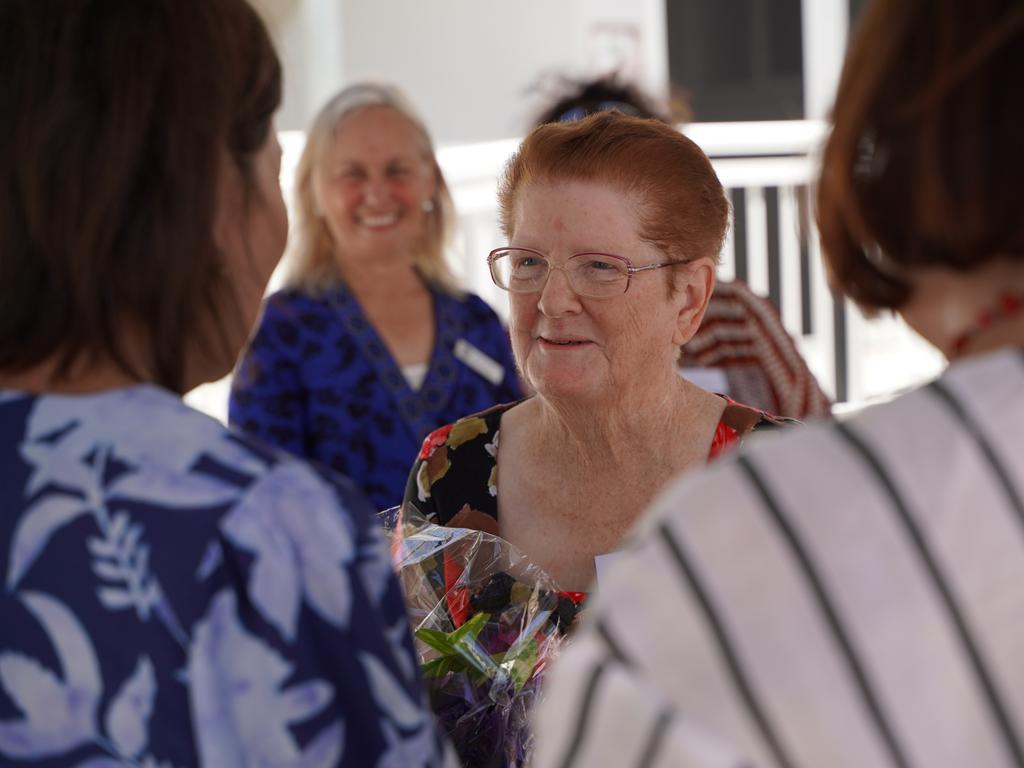 Tenant Dorothy Shaw received a house plant at the opening of the new Palmer St social housing complex named Mary Ann Sam in North Mackay, December 14, 2021. Picture: Lillian Watkins