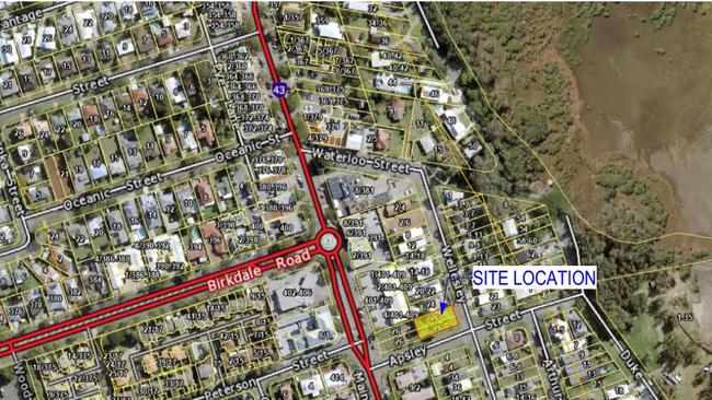 A map showing the location of a nine-unit, four-storey apartment building planned for 26 Wellesley St, Wellington Point.