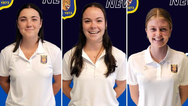 Noosa Lions senior women's players Jackie and Jess Doyle and Kayla Perry.