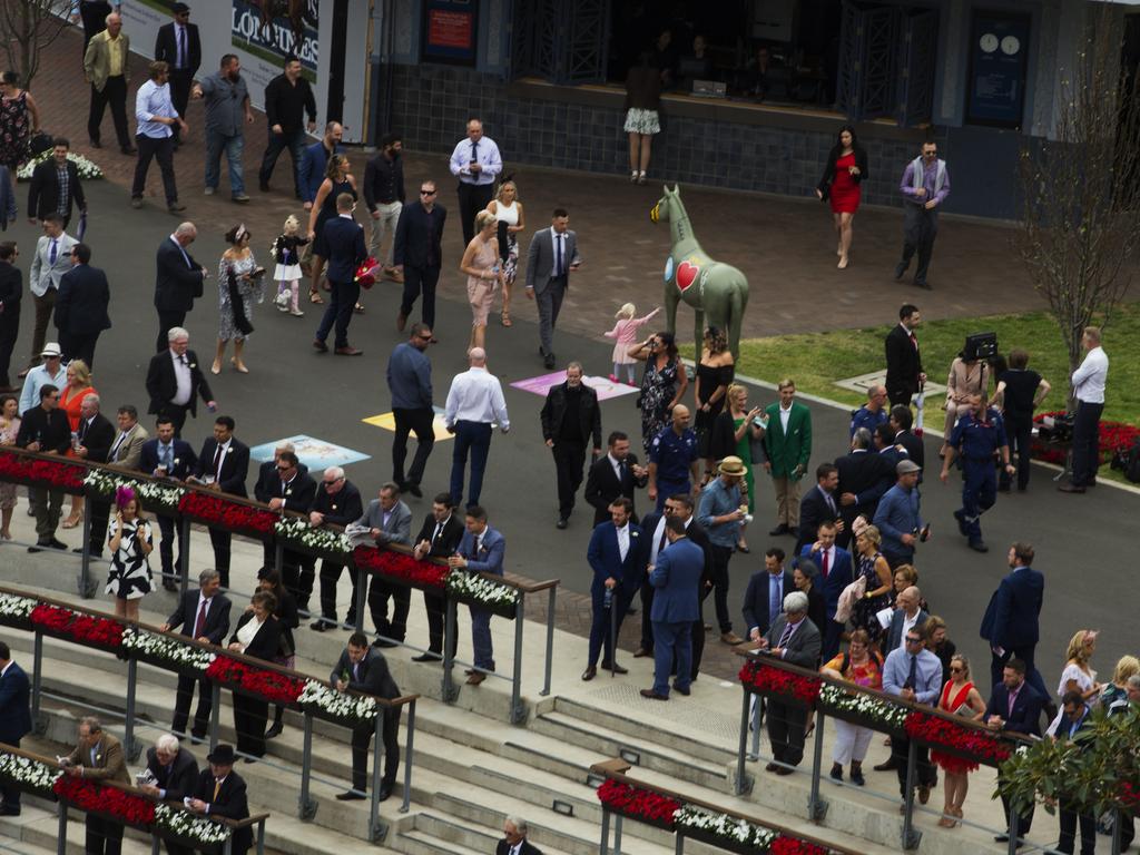 Crowds start to arrive before the running of race 1 during The TAB Everest Day at Randwick Racecourse in Sydney. Pic Jenny Evans