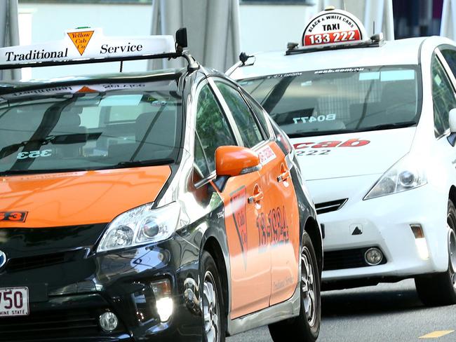 Taxis on a rank in Brisbane’s CBD