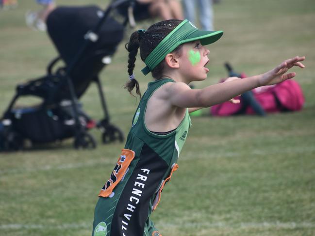 Action from Rockhampton Netball's annual Sullivan's Carnival at Jardine Park, Rockhampton, on May 24, 2025.
