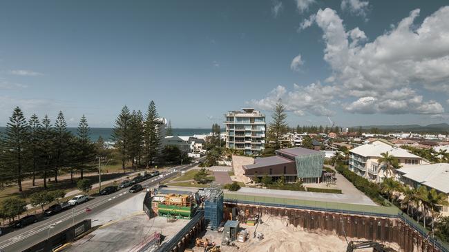 The construction site of Sunland Group's 272 Hedges Ave where a 45-storey tower will be built Picture: Sunland