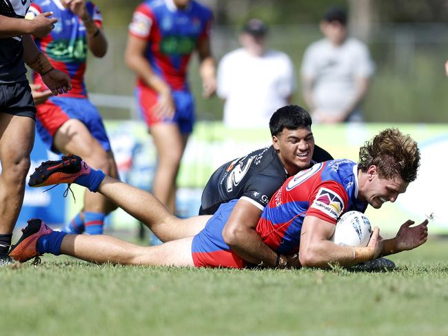 Cody Hopwood crossed in the eight minute in Newcastle’s victory in SG Ball. Picture: Michael Gorton