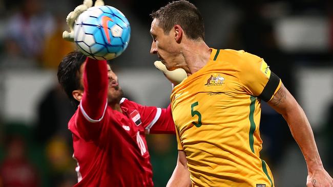 Mark Milligan tries to get his name on the scoresheet in Perth.