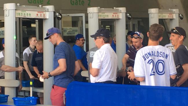 “Magnetometer” metal detectors are used at sporting events in the US. Picture: Peter Rolfe