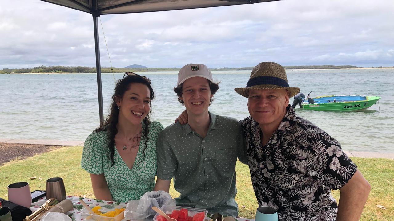 Jess, Alex and Michael Lynn enjoy Christmas celebrations at Cotton Tree Park. Picture: Laura Pettigrew.