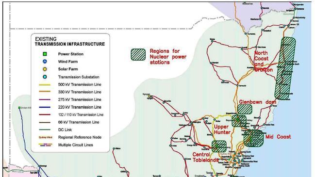 Nuclear for Climate Australia website identifies regions of interest for nuclear power plants in NSW.