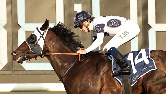 Tyler Schiller and Amor Victorious overcome and early mishap to win the Group 2 Shannon Stakes at Rosehill. Picture: Getty Images