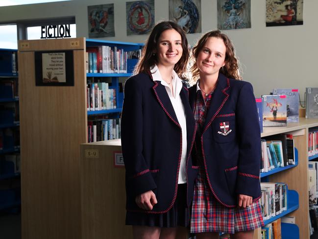 Millicent Coleman, 18, and Willow Ingram, 18, have just completed year 12 at The Friends’ School say talk has shifted from attending university on the mainland to instead studying in Tasmania. Picture: NIKKI DAVIS-JONES