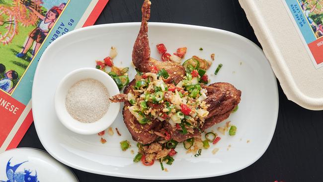 Crispy fried quail makes best buds with a beer. Picture: Simon Shiff.