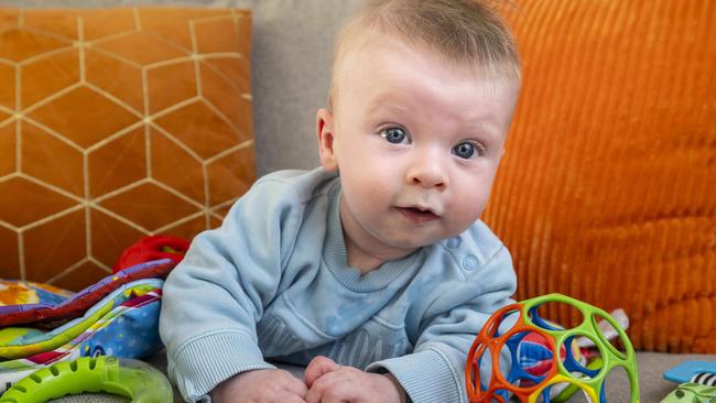 Baby Isaac, 4-months, has food allergies. Picture: Wayne Taylor