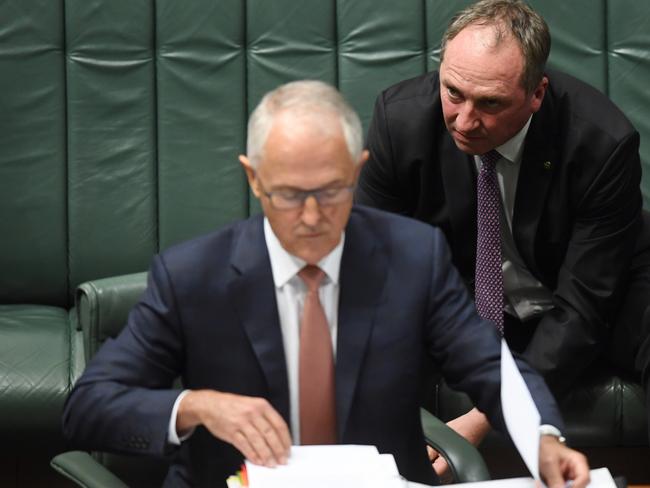 Barnaby Joyce with Malcolm Turnbull. Picture: AAP