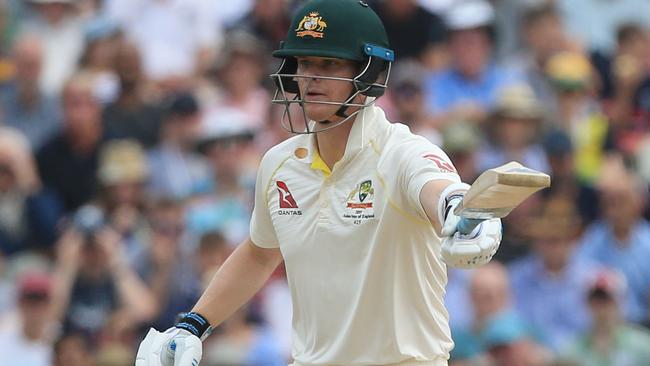 Former Australian captain Steve Smith in action with the bat at Edgbaston last night. Picture: AFP