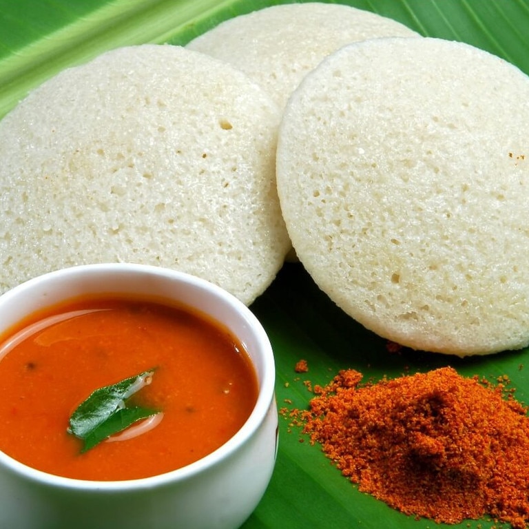 Indian rice pancakes known as idli.