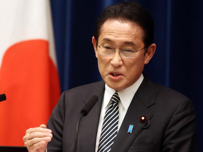 TOKYO, JAPAN - DECEMBER 21: Japan's Prime Minister, Fumio Kishida, speaks during a press conference on December 21, 2021 in Tokyo, Japan. Japan's parliament yesterday enacted a record 320 billion USD supplementary budget to finance the governments latest economic plan to boost the pandemic-hit economy. (Photo by Yoshikazu Tsuno - Pool/Getty Images)